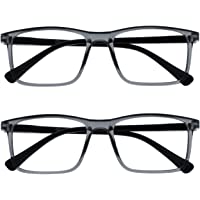 Los mejores  - Opulize Ink Pack 2 Gafas De Lectura Grande Transparentee Gris Hombres Mujeres Bisagras Resorte RR4-7 +1-00